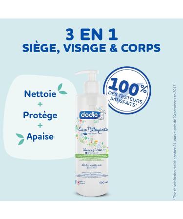 Dodie 3-in-1 Cleaning Water (500ml) - Facial Body & Pore Cleanser 98% Natural Ingredients Hypoallergenic Safe from Birth - 1 Pack - Buy Online on GoSupps.com