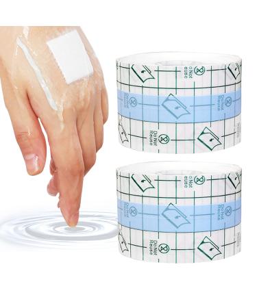 Waterproof Pu Transparent Elastic Tape First Aid Tape Membrane Transdermal Adhesive Self Stickers for Acupoints Surgical Dressing Fixed Bandage (5cmx10mx2rolls)