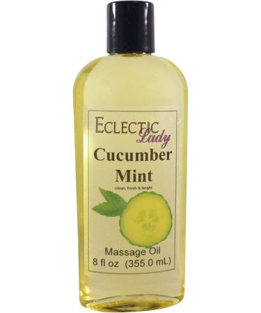 Cucumber Mint Massage Oil 8 oz With Sweet Almond Oil and Jojoba Oil Preservative Free Perfect for Aromatherapy and Relaxation 8 Ounce