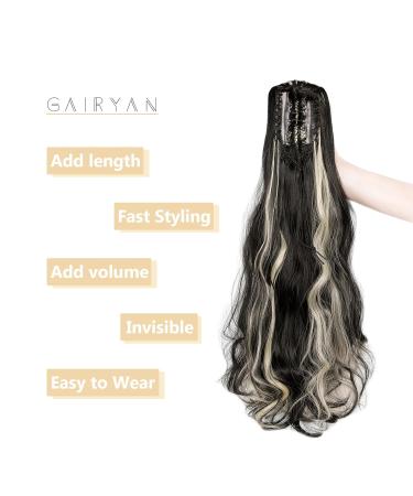 Gairyan 50cm Claw Clip Ponytail Extensions - Long Curly Synthetic Hair for Women | Black & Bleach Options - Buy Online on GoSupps.com