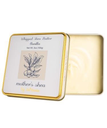 Mother's Shea Whipped Shea Butter (Vanilla, 6 Oz Tin) 100% Pure Raw Unrefined African Shea - Organic, Sustainably-Sourced Ingredients - Natural Skin & Hair Care