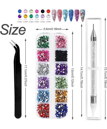 1500 Pcs Rhinestones Nail Gems Flat Back Crystal Rhinestones with Pick Up Tweezers and Rhinestone Picker Dotting Pen Tools for Nails Clothes Teeth Face DIY Crafts - Buy Online on GoSupps.com
