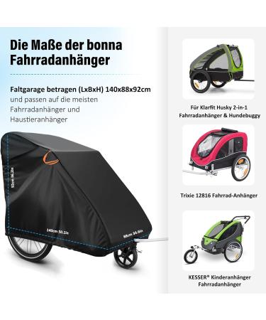 Waterproof Folding Garage for Bicycle & Dog Trailers | 600D Windproof & Tear-Resistant Oxford Cover - 140x88x92cm - Buy Online on GoSupps.com
