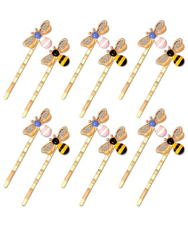 12 Pieces Bee Clip Hairpin Alloy Bee Hair Clip Rhinestone Bee Hair Clip Honeybee Bobby Pin Alloy Hair Accessories for Women Girls Bride Bridesmaid Weddings Parties Hair Styling  Yellow  Pink
