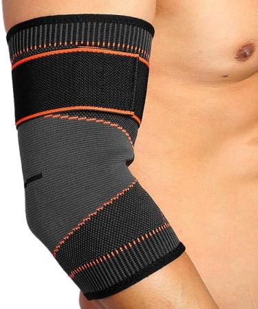 Sports Elbow Brace Compression Sleeve for Pain Relief Support for Golf Basketball Tennis & Weightlifting Adjustable Strap for Men & Women - Buy Online on GoSupps.com