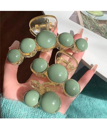 3 Pack Green Pearl Hair Claw Clips - Non-slip Hair Jaw Clips Set for Women and Girls - Decorative Hair Accessories in Big Medium Small Sizes - Green - Buy Online on GoSupps.com