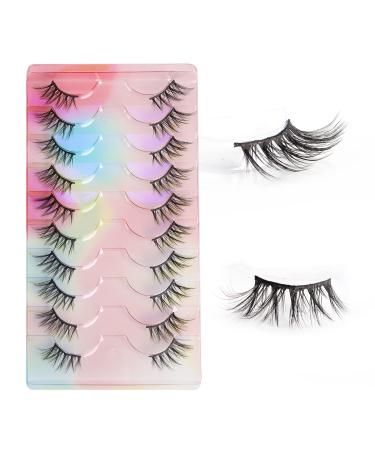 MilyBest Half Lashes Natural Look Wispy Cat Eye Lashes 3D False Eyelashes Fluffy Soft 10 Pairs Short Faux Mink Lashes Sets Pack Sweet Date |7-14MM