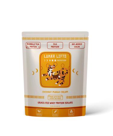 Lunar Lifts Nutrition Coconut Mango Cream - Boba Tea Whey Protein Isolate | 26 Grams Grass-fed Whey Isolate Protein per Serving Protein Powder | No Added Sugars or Artificial Ingredients Protein Shake