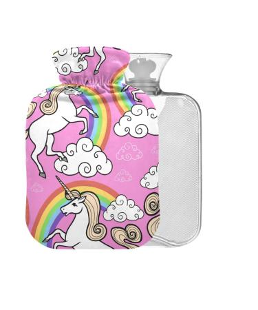 Hot Water Bottle with Cover Unicorn Rainbow Cloud BAP Free 2L Large Hot Water Bag for Pain Relief Bed Hand and Feet