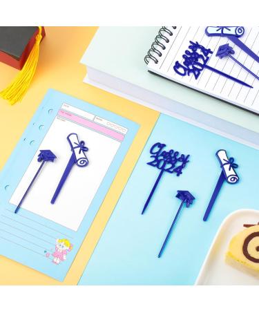 90 Pieces Class of 2023 Theme Graduation Cake Topper Cupcake Picks Plastic Picks Graduation Cupcake Decorations for Party Supplies and Graduation Party Favors 3 Styles (Blue) - Buy Online on GoSupps.com