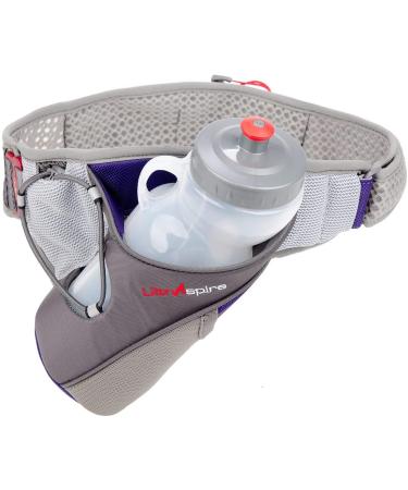Ultraspire Nerve Hydration Running Trail MBS Waist Belt Pack with 20 oz Bottle, Purple (XL)