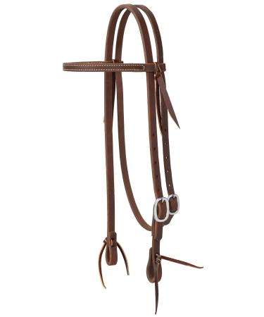 Weaver Leather Working Tack Straight Browband Stainless Steel Single Buckle Headstall, Oiled Canyon Rose, 5/8"