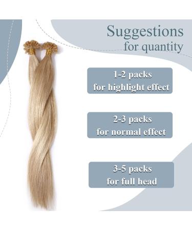Prebonded U Tip Hair Extensions 50S Keratin Nail Tip Real Remy Human Hair (22"-50g #24 Natural Blonde) - Buy Online on GoSupps.com