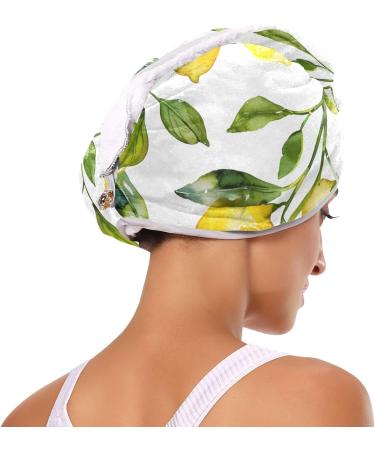 Watercolor Yellow Lemons Hair Towel 2 Pack - Super Absorbent Quick Dry Hair Turbans for Women & Girls - Buy Online on GoSupps.com