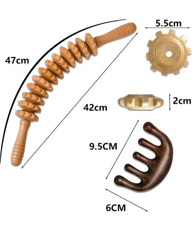 Natural Wooden Massage Roller with Handle - Curved Back Massager for Neck Legs & Body | International Shipping - Buy Online on GoSupps.com