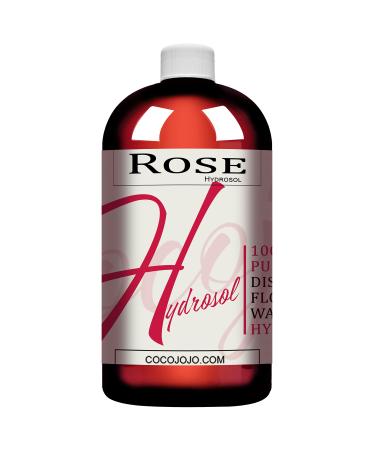 Rose Hydrosol Water Spray Toner 32 oz for Face Hydrating Mist Hydration Pure & Natural Rosewater Hydrosol All Skin Types Face Skin Pores Body Locs Cleansing Bulk Refill COCOJOJO - Packaging May Vary