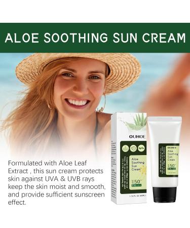Sunscreen SPF 50+ Face Sun Cream SPF 50 Face Moisturiser Waterproof Sweat Resistant Ultra Light UV Protetion Suncream Non-Greasy No White Marks Aloe Soothing Sun Cream for Men Women and Kids - Buy Online on GoSupps.com