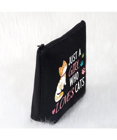 Cat Gifts Make-Up Bag | Just A Girl Who Loves Cats | Perfect Cosmetic Bag for Cat Lovers | Ideal Gifts for Women & Cat Owners | Black Cat Travel Bag - Buy Online on GoSupps.com