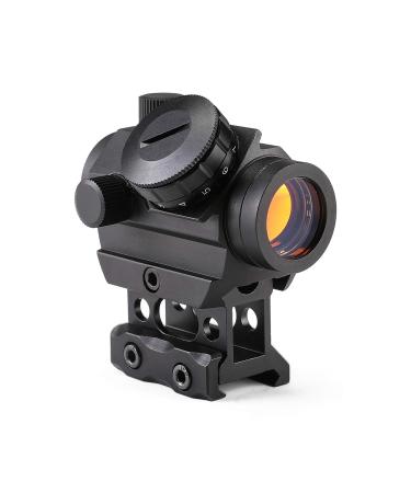 Pinty 1x25mm Tactical Red Dot Sight 3-4 MOA Compact Red Dot Scope 1 Riser Mount for Cowitness with Iron Sights Waterproof and Shockproof Scratch Resistant Amber Lens