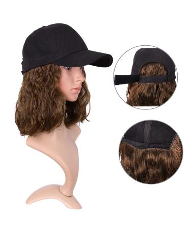 MapofBeauty Short Curly BOB Synthetic Hair Extension Baseball Hat Wig (Brown) - 13 Inch/33 cm - Buy Online on GoSupps.com