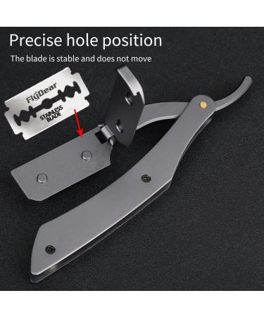 Barber Straight Razor Set with 20 Stainless Steel Blades | Professional Men's Manual Shaver for Close Shaving | Aluminum Handle | Portable Kit - Buy Online on GoSupps.com