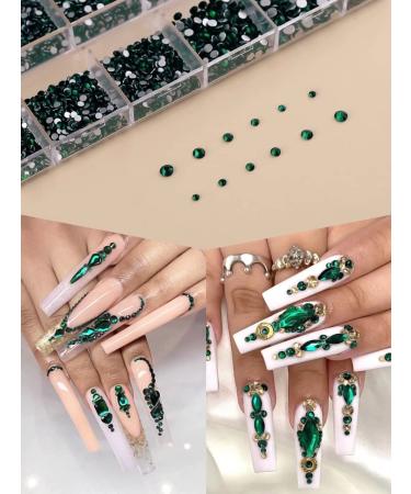 3120 Pcs Green Nail Art Rhinestone Gems Kit - EBANKU Nail Crystal Set with Tweezers and Drill Pen - Buy Online on GoSupps.com