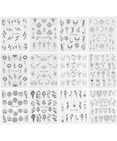 Black Nail Stickers Water Transfer Decals - Feather Nail Art Tattoos - Nail DIY Decorations - Buy Online on GoSupps.com