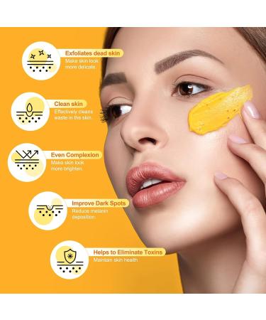 Organic Vitamin C and Turmeric Face Scrub Cream with Strawberry Extract - Brightening Exfoliator for Clearer Skin - Buy Online on GoSupps.com