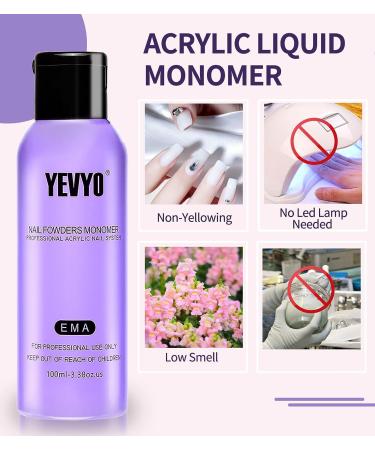 YEVYO Acrylic Nail Kit - 4 PCS Powder and Liquid Set with Clear, Nude, Pink, White Nail Powder - 3.38 Oz Monomer, Professional Brush, Forms for Nails Extension - Beginner and Home DIY - Buy Online on GoSupps.com