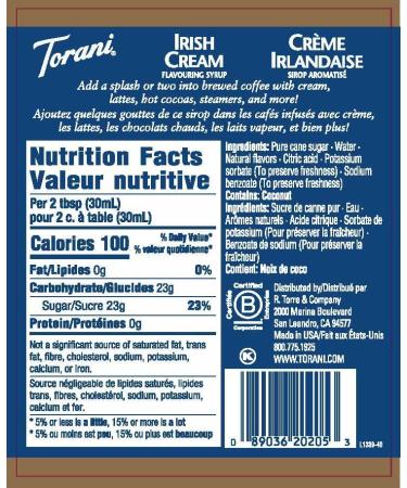 Torani Irish Cream Syrup 750 ml - flavouring syrup for coffee tea soda cocktail etc. - Buy Online on GoSupps.com