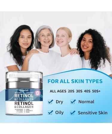 Retinol Face Cream 1.7 fl.oz Anti-Aging Facial Moisturizer Collagen Hyaluronic Acid Cream Daily Moisturizer Face Lotion for All Skin Tapes Women and Men - Buy Online on GoSupps.com