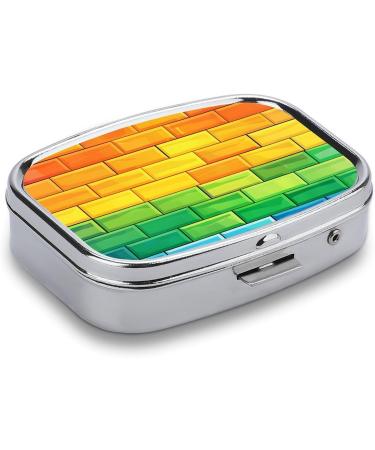 Rainbow Brick Wall Pill Box - 2 Compartment Portable Organizer for Vitamins & Medication - Buy Online on GoSupps.com