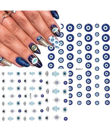 Self-adhesive Design for Nail Salons Easy to Apply Lucky Blue Colorful Evil Eye Nail Sticker Eye Evil Nail Art Sticker 3D Nail Decals(WG841) - Buy Online on GoSupps.com