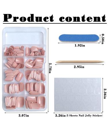 Bellelfin 240pcs Nude Pink Short Square Press on Nails with Adhesive Tabs - Glossy False Nail Tips for Women and Girls - Buy Online on GoSupps.com