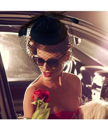 Elegant Women's Flower Mesh Hat | Wedding & Cocktail Accessories | 1pc Feather Hair Clip & Net Veil - Buy Online on GoSupps.com