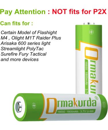 16650 Rechargeable Battery - 1800mAh 3.7V Li-ion Batteries for Flashlights (2 Pack) - International Shipping Available - Buy Online on GoSupps.com