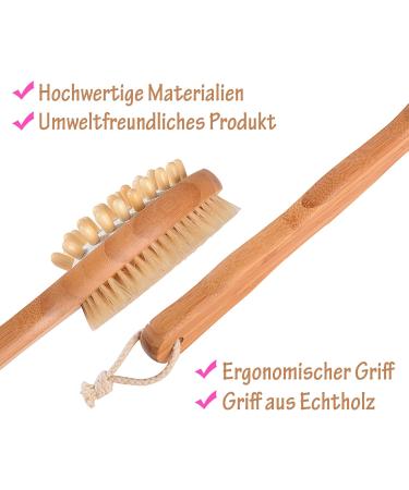 Attaga Back Brush with Massage Function - Ergonomic Long Wooden Bathing Brush for Dry Skin & Exfoliation - Buy Online on GoSupps.com