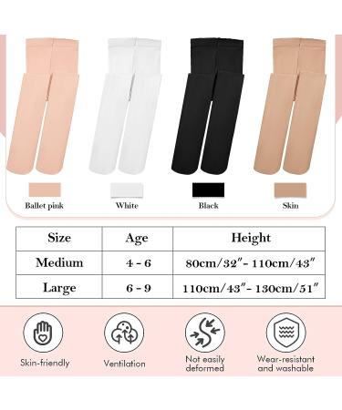 8 Pairs Toddler Girls Ballet Tights | Convertible Footless Dance Tights 4-6 Years | Black, White, Pink, Tan - Buy Online on GoSupps.com