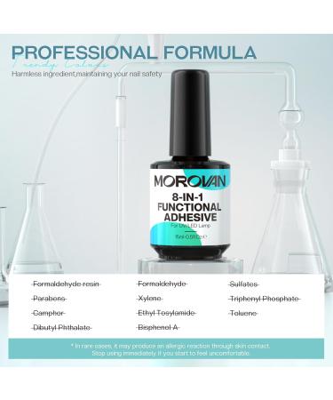 Morovan Builder Gel for Nails - 8-in-1 Clear Adhesive Hard Gel for Nail Extensions & Strengthening | Perfect for Rhinestones - Buy Online on GoSupps.com