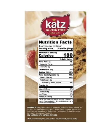Katz Gluten Free Cinnamon Raisin English Muffins - Dairy, Nut, and Gluten Free - Kosher | 4 Count, 11 Ounce Pack | Cinnamon Flavor - Buy Online on GoSupps.com