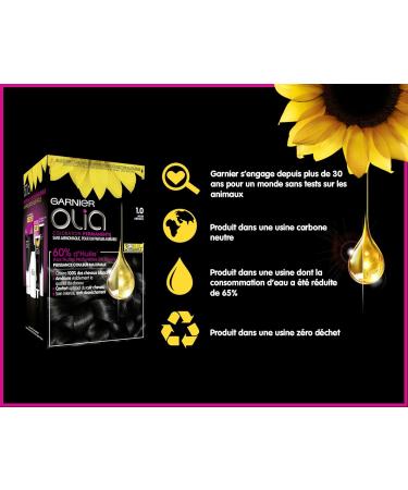 Garnier Olia Ammonia Free Permanent Oil Dye Absolute Black Noir Absolu - Buy Online on GoSupps.com