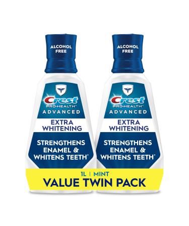 Crest Pro-Health Advanced Mouthwash Alcohol Free Extra Whitening Energizing Mint Flavor 2x946mL (32 fl oz) 31.99 Fl Oz (Pack of 2)