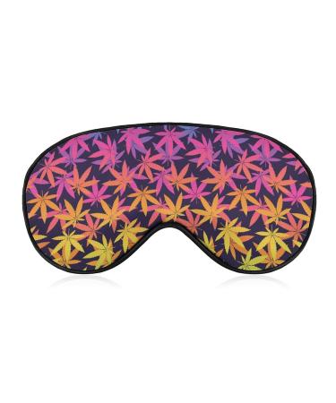 Rainbow Gradient Marijuana Leaves Sleep Mask Soft Comfortable Eye Mask with Adjustable Head Strap Light Blindfolds Eye Cover Shade for Boys Girls Women Men Plane Travel