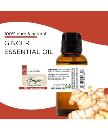 Ginger 4 fl oz (118 ml) Glass Bottle w/Cap 100% Pure Essential Oil GreenHealth - Buy Online on GoSupps.com