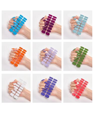 9 Pcs Vorist Gel Nail Strips Semi Cured Gel Strips Quinnas Gel Nail Stickers Manicure Gel Stickers Require No Baking lamp No Sealing Required (C)