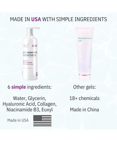 Absonic Glow Microcurrent Conductive Gel - Anti-Aging Serum Enriched with Hyaluronic Acid Collagen Niacinamide B3 for Facial LED RF & Nuface Devices - 8.5oz Bottle - Made in USA - Buy Online on GoSupps.com