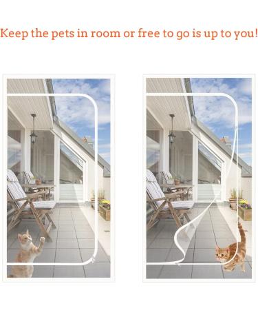 SHRRL Reinforced Cat Screen Door - Heavy Duty with Zipper | Prevent Dogs & Cats Escaping | Fits Door Size 32''x80'' | White - Buy Online on GoSupps.com