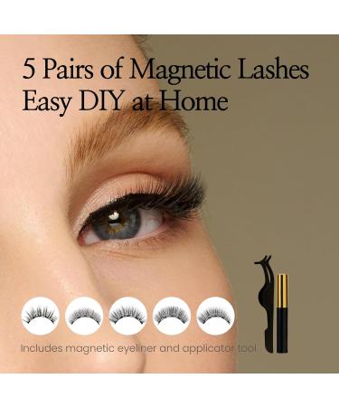 Cashmeren Magnetic Eyelashes Kit | DIY Lash Extensions at Home | Lightweight & Natural | Includes Eyeliner & Tweezers | 5 Pairs Gentle Aura - Buy Online on GoSupps.com