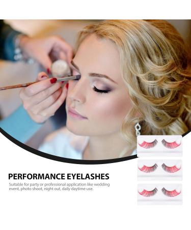 Shop 3 Pairs Halloween False Eyelashes | Fluffy 3D Colorful Volume Faux Lashes for Women & Girls - Long Wispy Cluster Extensions in Black & Red - Buy Online on GoSupps.com