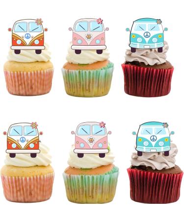 18pcs Groovy Cupcake Toppers for Boys Girls Happy Birthday Peace Hippie Bus Part Decorations Groovy Party Supplies 60s 70s Rainbow Daisy Cake Decorations - Buy Online on GoSupps.com